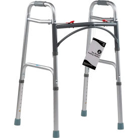 Dynarex Two Button Folding Walker Adult Size 300 lb. Pack of 4 10160-4