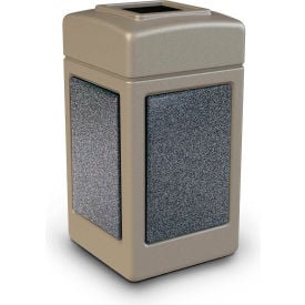 PolyTec™ Square Waste Container Beige with Pepperstone Stone Panels 42-Gallon 720317K