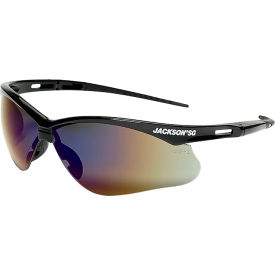 Jackson Safety SG Safety Glasses with Anti-Scratch Blue Mirror Lens and Black Frame 50009 - Pkg Qty 12