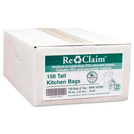 White Recycled Kitchen Bags - 13 Gallon 0.80 Mil 150/Case WBIRNW1K150V