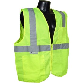 Radians® SV2Z Economy Class 2 Solid Safety Vest W/ Zipper Hi-Vis Green M - Pkg Qty 12 SV2ZGSM