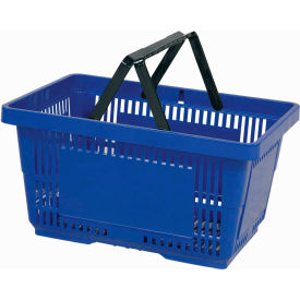 VersaCart® Plastic Shopping Basket 28 Liter w/ Nylon Handle 206-28L - Dark Blue Pack Qty of 12 - Pkg Qty 12 206-28L-NH-DBL-12