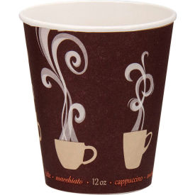 SOLO® Thermoguard Paper Hot Drink Cups 12 oz. Cap Steam Print Design Brown/White 600/Carton DWTG12ST