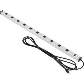 GoVets™ Aluminum Power Strip W/ 10 Outlets & 15' Long Cord Silver 888A500