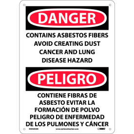 Bilingual Aluminum Sign - Danger Contains Asbestos Fibers Avoid Creating Dust ESD640AB