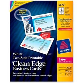 Avery® Clean Edge Business Card Laser 2x3.5 White 2000 Cards 10 Cards/Sheet 200 Sheets/BX 5870