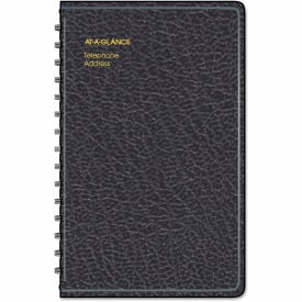 AT-A-GLANCE® Telephone/Address Book 4.78 x 8 Black Simulated Leather 100 Sheets 8001105