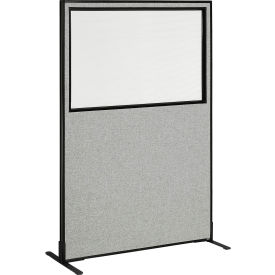 Interion® Freestanding Office Partition Panel with Partial Window 48-1/4