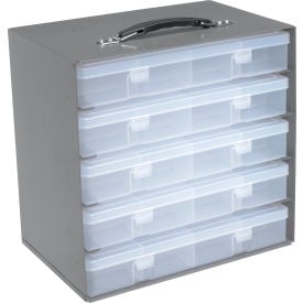 Durham Steel Compartment Box Rack 13-1/2 x 9-1/8 x 13-1/4 with 5 of 16-Compartment Plastic Boxes 511493