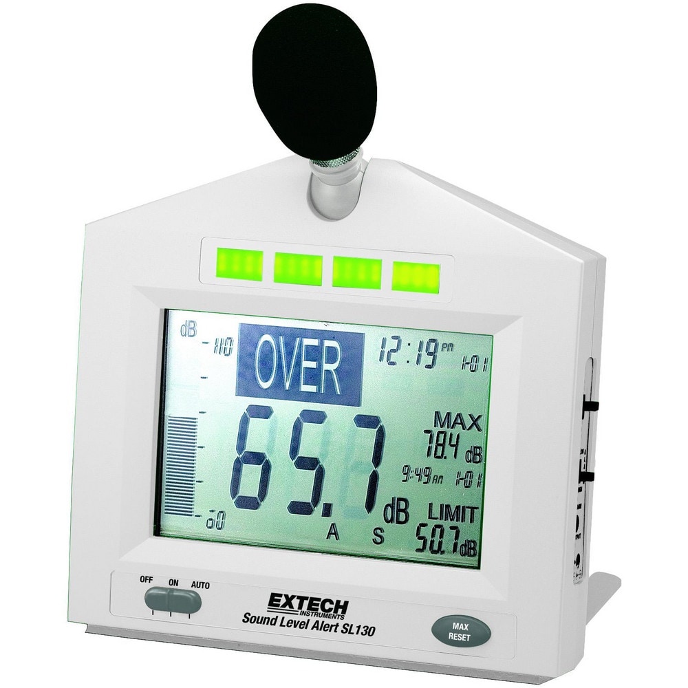 Sound Meters; Meter Type: Sound Level Alert w/Alarm ; Maximum Decibel Rating: 130dB ; Minimum Decibel Rating: 30 ; Frequency Weighting: A & C ; Display Type: LCD ; Accuracy: 0.1 dB MPN:SL130W