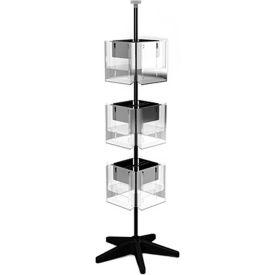 Rotating Literature Display w/ 12 Clear Pockets & Heavy-Duty Base Black T103S
