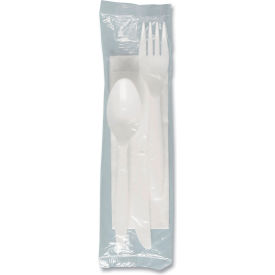 SOLO® Regal Mediumweight Cutlery Combo Kit Fork/Knife/Teaspoon/Napkin White 250/Carton MOW9Y-0007