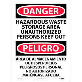 Bilingual Vinyl Sign - Danger Hazardous Waste Storage Area Unauthorized Keep Out ESD442PB