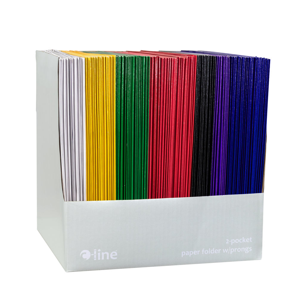 C-Line 2-Pocket Paper Folders With Prongs, Letter Size, Assorted Colors, Pack Of 100 Folders MPN:05320-DS