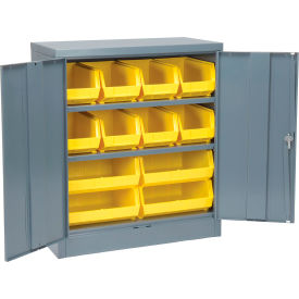 GoVets Locking Storage Cabinet w/ 12 Yellow Bins 120 lbs. Weight 36