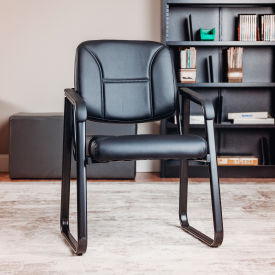 Interion® Reception Chair - Vinyl - Black 787BK250
