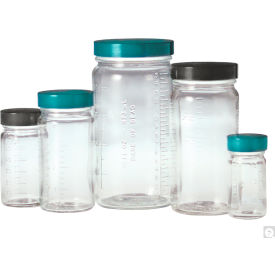 Qorpak® 4oz Clear Graduated Medium Round with 48-400 Black Phenolic Pulp/Vinyl Lined Cap 144PK GLC-01521