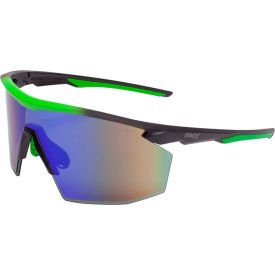 Pyramex® PMXSPEC Half Frame Safety Glasses Green Mirror Anti Fog Lens Matte Black-Green Frame SBL11257ST - Pkg Qty 12