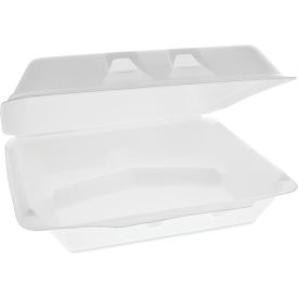 Pactiv Evergreen SmartLock Foam Hinged Lid Container 3 Compartments 9.5x10.5x3.25 White 250/CT YHLW10030000