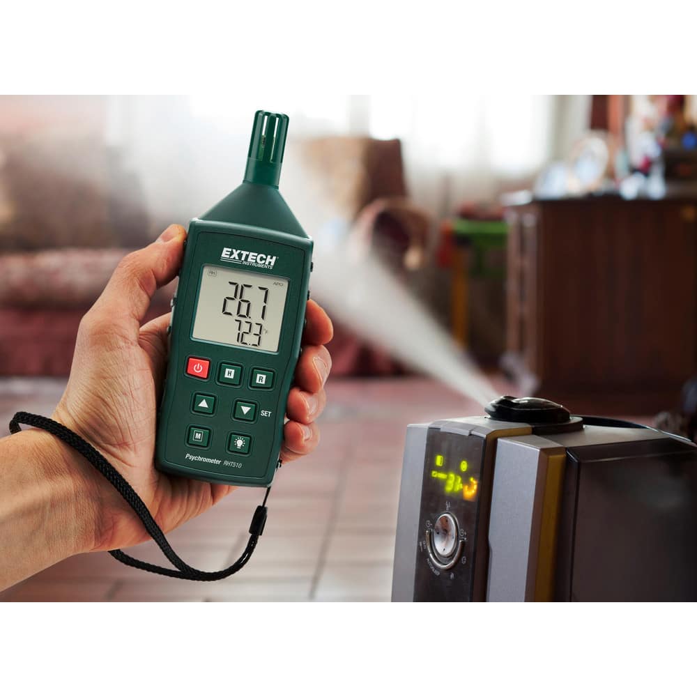 Thermometer/Hygrometers & Barometers; Product Type: Thermo-Hygrometer; Psychrometer; Probe Type: Wireless Sensor; Accuracy: ±4%; Dew Point Accuracy: 0.1°; Power Source: Battery; Number Of Batteries: 3 MPN:RHT510