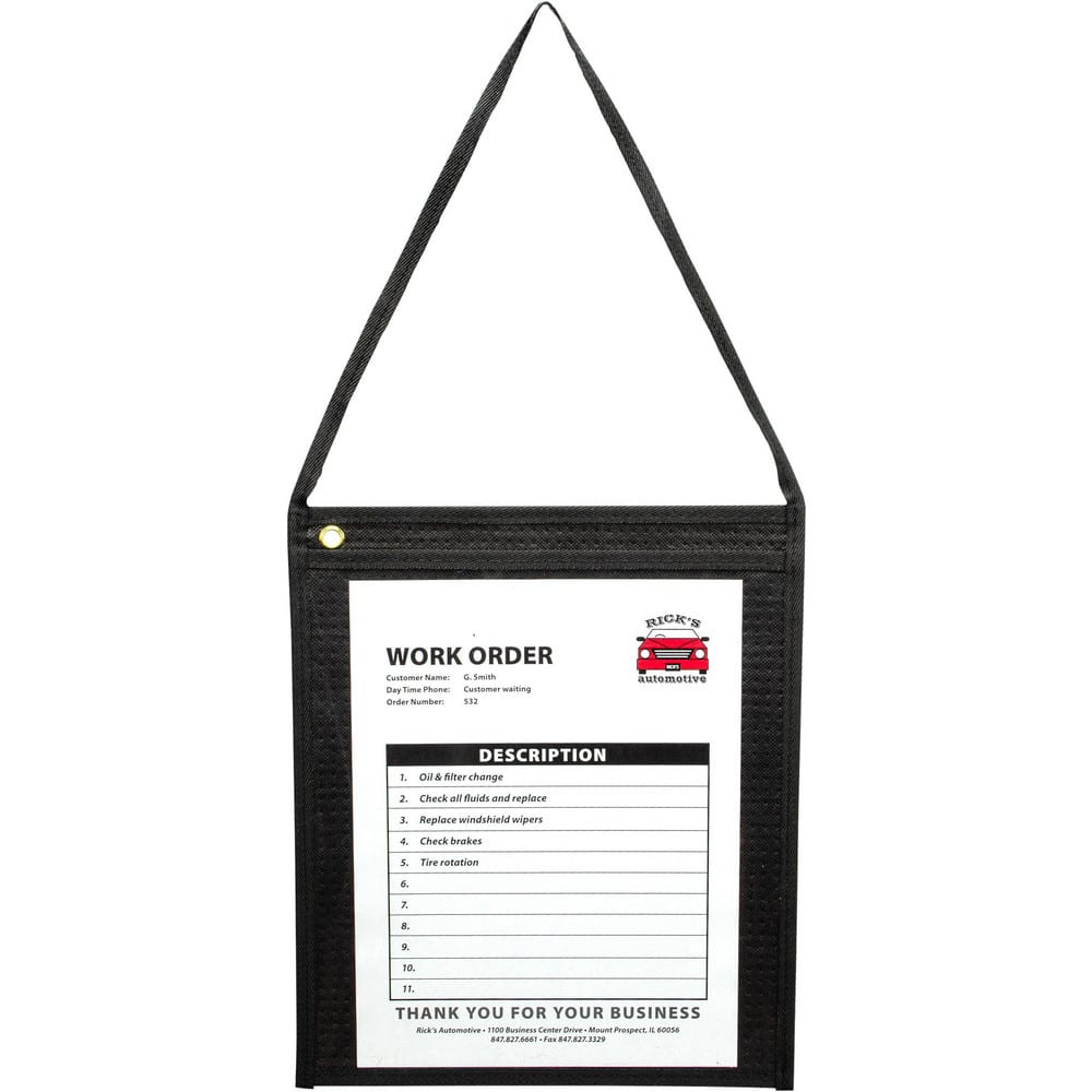 Document Protectors; Document Type: Shop Ticket Holder; Color: Black; Material: Vinyl; For Document Width: 9in; For Document Length: 12in; Number Of Pieces: 15 MPN:74112 - Pkg Qty 15