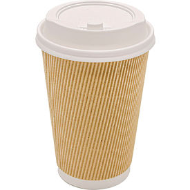 Karat® Ripple Hot Cups 16 oz. Capacity Kraft/White 500/Carton C-KRC516