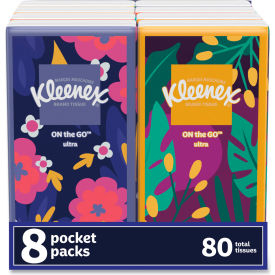 Kleenex® On The Go Packs Facial Tissues 3-Ply White 10 Sheets/Pouch 8 Pouches/Pack 46651