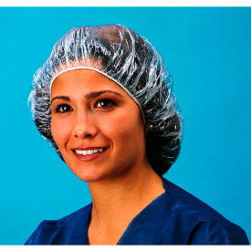 Polyethylene Bouffant Cap 3/4 Mil Waterproof 100 Latex Free Clear 21