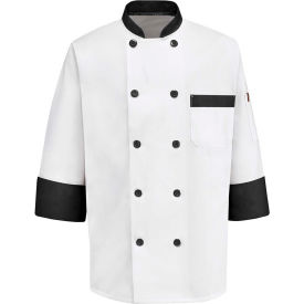 Chef Designs Garnish Chef Coat White W/Black Trim Polyester/Cotton 3XL KT74BTRG3XL