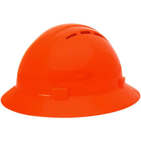 ERB® Americana Vented Full Brim Hard Hat 4-Point Nylon Mega Ratchet Suspension Hi-Viz Orange WEL19437HO - Pkg Qty 12