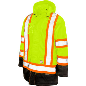 Tough Duck Men's Poly Oxford Lined Safety Parka Jacket S Fluorescent Green S17611-FLGR-S