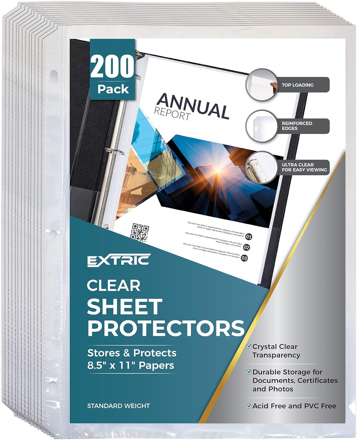 Sheet Protectors | 200 Pack Page Protectors - Sheet Protectors for 3 Ring Binder, 8.5 x 11 inch