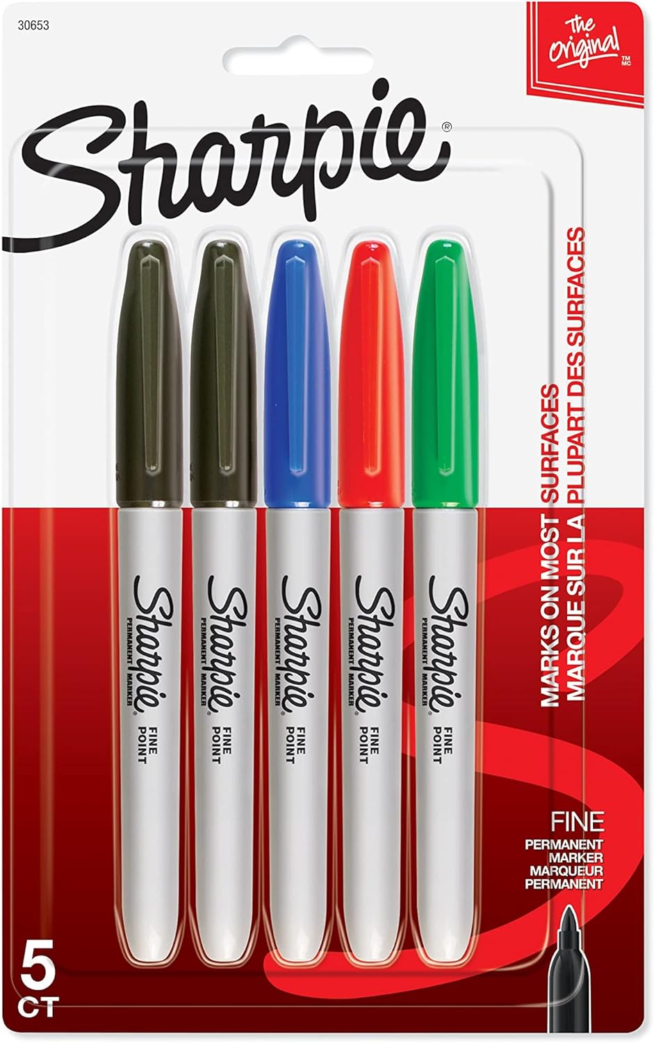 SHARPIE 10 Packs: 5 ct. (50 total) Fine Point Permanent Markers