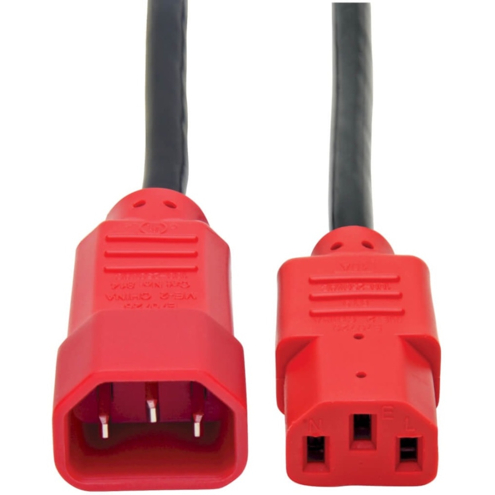 Eaton Tripp Lite Series PDU Power Cord, C13 to C14 - 10A, 250V, 18 AWG, 4 ft. (1.22 m), Red - Power extension cable - IEC 60320 C14 to power IEC 60320 C13 - AC 100-250 V - 10 A - 4 ft - black, red (Min Order Qty 7) MPN:P004-004-RD
