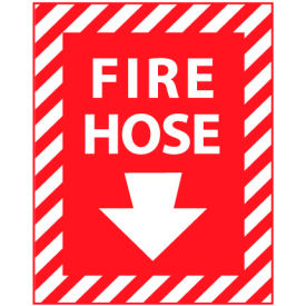 Fire Safety Sign - Fire Hose with Down Arrow - Plastic FPHR
