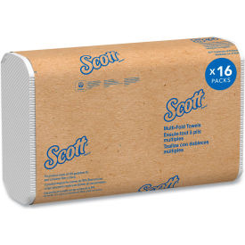 Scott® Essential Multi-Fold Towels 100 Recycled 1-Ply 9.2 x 9.4 White 250/Pack 16 Packs KCC01807