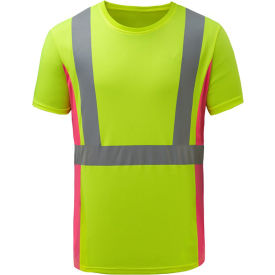 GSS Safety Class 2 Lady Short Sleeve T-shirt Lime with Pink Side-SM 5125-SM