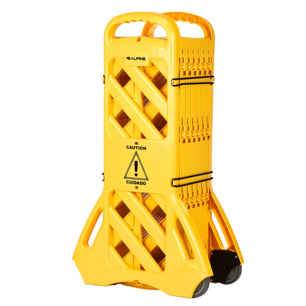 Alpine Expandable Mobile Safety Barricade Fence System, 13ft, Yellow MPN:ALP499-BAR