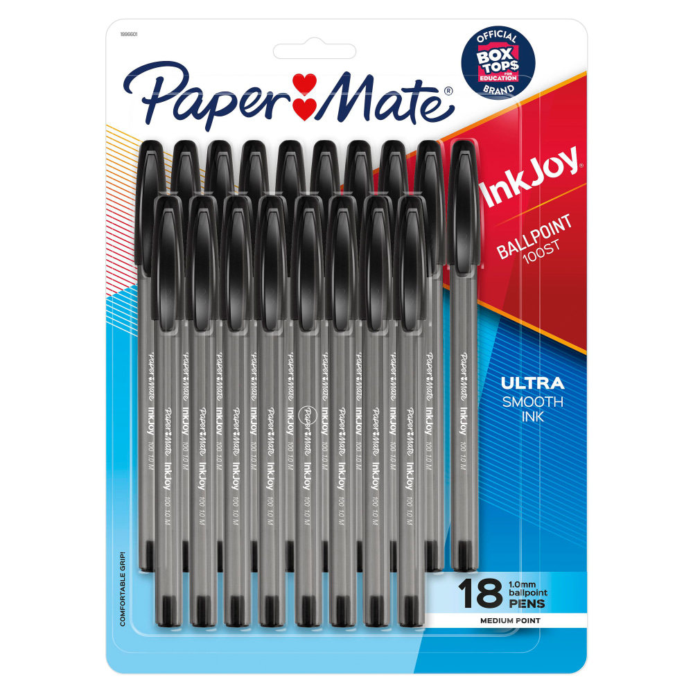 Paper Mate InkJoy 100ST Ballpoint Pens, Medium Point (1.0mm), Black, 18 Count MPN:1996601