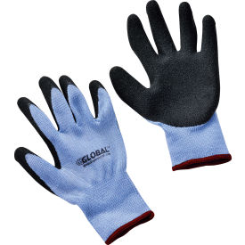 GoVets™ Crinkle Latex Coated Gloves Polyester Knit Black/Blue Small 1 Pair 348S708 - Pkg Qty 12