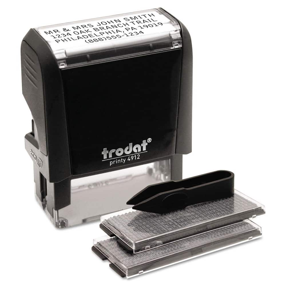 Pre-inked Custom Stamps, Number Of Bands: 4 , Ink Included: No , Material: Plastic , Imprint Shape: Rectangle , Imprint Area Height: 0.75in  MPN:USS5915