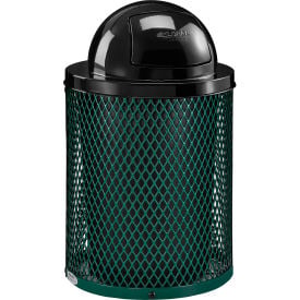 GoVets™ Outdoor Steel Diamond Trash Can With Dome Lid 36 Gallon Green 948GN261
