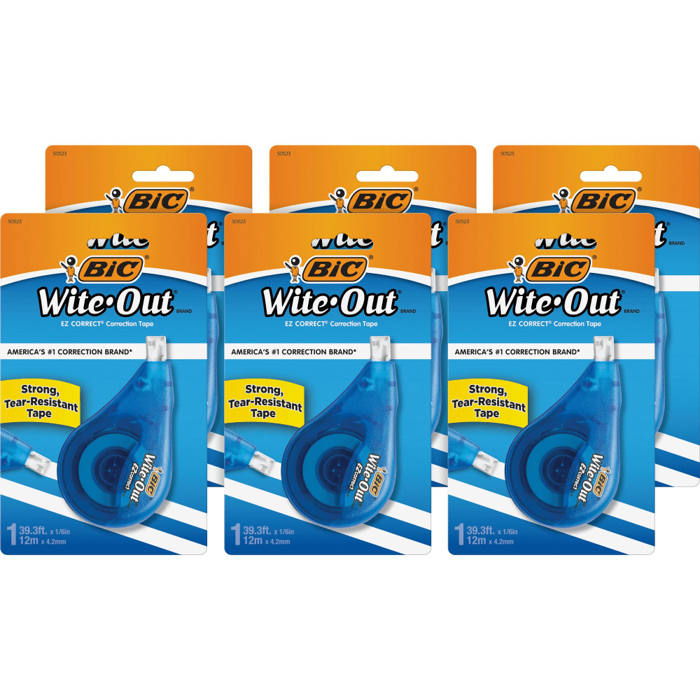 BIC EZ Correct Correction Tape - 0.20in Tapex 39.40 ft Tape - 1 Line(s) - White Tape - Ergonomic White Dispenser - WOTAPP11BX MPN:WOTAPP11BX
