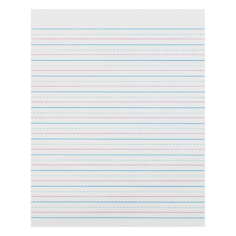 Zaner-Bloser Pacon Broken Midline Sulphite Paper - 500 Sheets - 0.50in Ruled - 8in x 10 1/2in Sheet Size - White Paper - 500 / Ream MPN:ZP2413