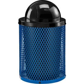 GoVets™ Outdoor Steel Diamond Trash Can With Dome Lid 36 Gallon Blue 948BL261