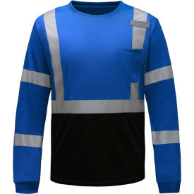GSS Safety NON-ANSI Multi Color Long Sleeve Safety T-shirt with Black Bottom-Blue -2XL 5133-2XL