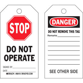 Brady® Stop Do Not Operate tag 2 sided 10/Pkg Polyester 3