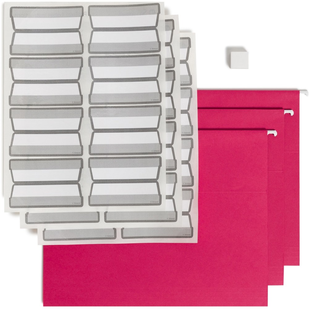 Smead ProTab Filing System With 20 Hanging File Folders, 24 ProTab 1/3-Cut Tab Labels And Eraser, Letter Size, Red (Min Order Qty 2) MPN:64197
