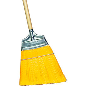 Milwaukee Dustless Upright Angled Broom Yellow Unflagged Extra Sturdy Polypropylene w/Wooden Handle 437312 - Pkg Qty 12