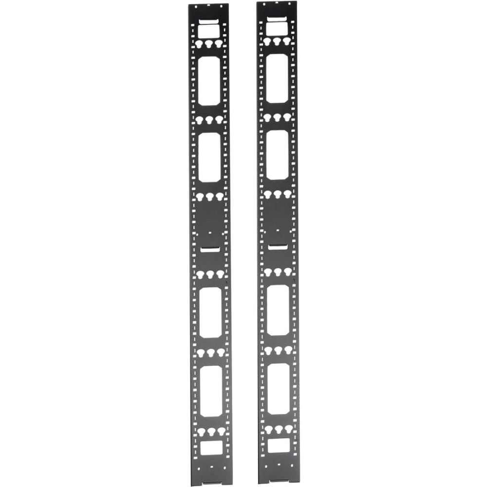 Tripp Lite by Eaton 45U Rack Enclosure Server Cabinet Vertical Cable Management Bars - Cable Strain Relief Bar - Black - 2 - 45U Rack Height MPN:SRVRTBAR45